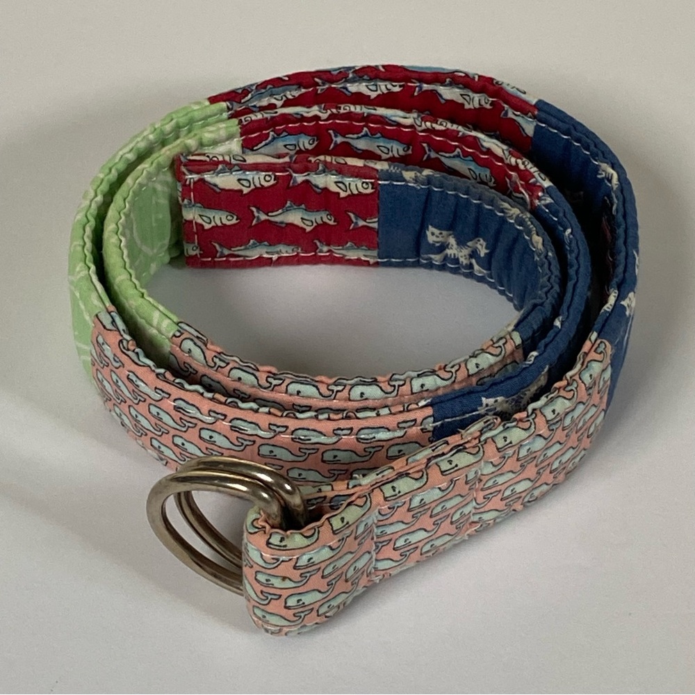 Vineyard Vines Belt Size Large Boy’s D Ring Canvas D-Ring Patchwork Preppy girls